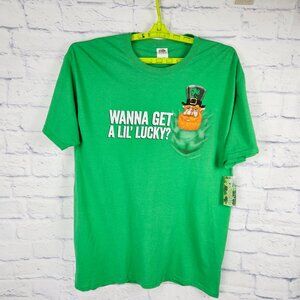 NWT Mens Size L Green St. Patricks Day Wanna Get a Lil' Lucky Leprechaun T-shirt